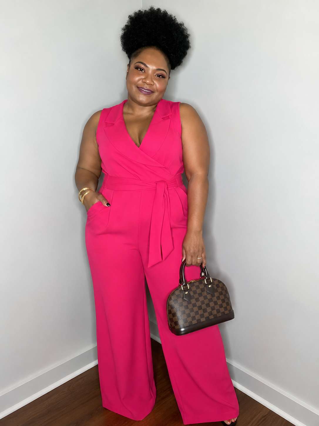 Surplice Sleeveless Wide-Leg Jumpsuit
