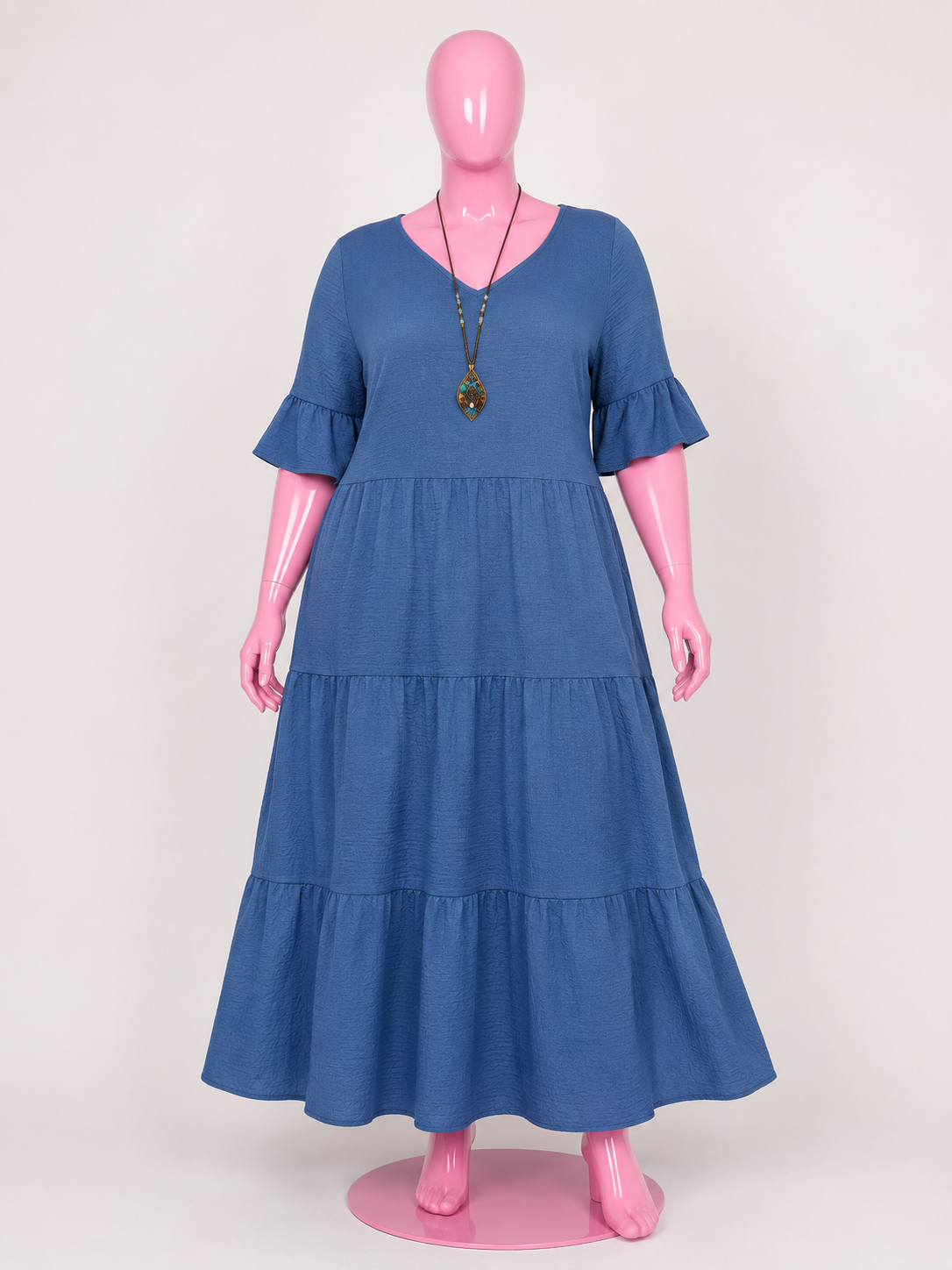 Plus Size Ruffle Sleeves Tiered Midi Dress